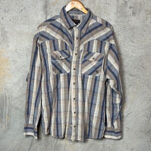 Ariat Blue and Brown Plaid Button-Down Shirt